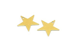 Star Necklace Charm, 100 Raw Brass Star Blanks, Star Tag, Necklace Pendants, Bracelet Charms (15mm) Brs 626 ( A0297 )