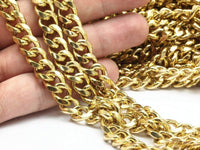 Link Chain, Raw Brass Open Chain, Brass Curb Chain (11x9.5mm) 1m- 3m-5m BS 1008