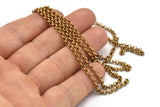 Brass Rolo Chain, Raw Brass Soldered Rolo Belcher Chain (3mm) MB 8-19 Z135