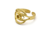 Brass Ring Setting, 2 Raw Brass Duke Rings With 1 Stone Setting - Pad Size 3mm N0577