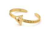 Gold Triangle Cuff, Gold Plated Brass Triangle Cuff Stone Setting With 1 Pad - Pad Size 6mm N1677