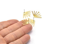 Brass Sun Earring, 8 Raw Brass Sun Stud Earring With 1 Loop (24x17x0.80mm) M02441 A2579