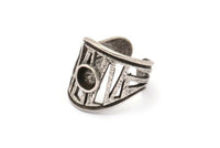 Silver Ring Setting, Antique Silver Plated Brass Duke Ring With 1 Stone Settings - Pad Size 6mm N0621