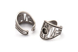 Silver Ring Setting, Antique Silver Plated Brass Duke Ring With 1 Stone Settings - Pad Size 6mm N0621