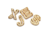 Gold Letter, Gold Plated Brass 3D Alphabet Letters, Gold Letter Pendants, İnitial Charms, Uppercase, Personalized Initial Charms