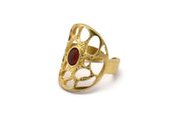 Brass Royal Ring, Raw Brass Royal Ring With 1 Stone Settings - Pad Size 6x4mm N1952