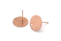 Rose Gold Round Earring, 4 Textured Rose Gold Plated Brass Round Earring Studs (12x0.80mm) M337 A1552 Q1054