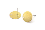 Brass Round Earring, 12 Raw Brass Round Stud Earrings With 1 Hole (12x13x0.50mm) D1191 A2020