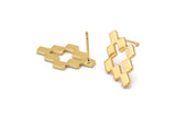 Gold Puzzle Earring, 4 Gold Plated Brass Stud Earrings (12x20x1.2mm) D952 A1258