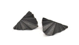 Black Leaf Charm, 6 Textured Oxidized Brass Leaf Charms With 1 Hole, Findings (29x22x0.50mm) D0730 S1150