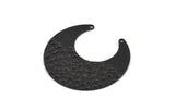 Black Moon Charm, 6 Textured Oxidized Black Brass Horn Charms With 2 Holes (30x13.5x0.60mm) D955