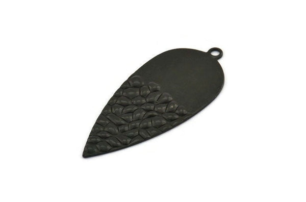 Black Drop Charm, 6 Oxidized Black Brass Carrot Pendants With 1 Loop, Earrings, Findings (43x19x0.70mm) D1099