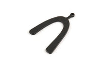 Black U Charm, 4 Oxidized Black Brass U Shaped Charms With 1 Loop (34x22x1mm) D1182 S826