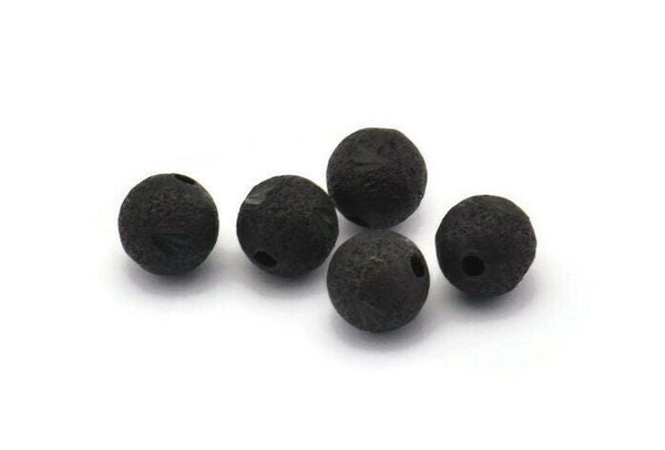 Black Ball Bead, 24 Oxidized Black Brass Spacer Beads, Findings (8mm) D1239 H1370