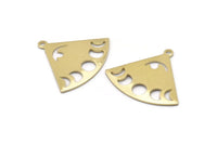 Brass Triangle Charm, 6 Raw Brass Moon Phases Charms With 1 Loop, Blanks (27x23x0.80mm) M03337