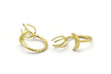 Brass Moon Ring, 4 Raw Brass 4 Claw Ring For Natural Stones N1026