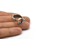 Adjustable Ring Settings, 2 Antique Silver Plated Adjustable Rings with 2 Stone Settings - Pad Size 10x12mm N0133 H0302