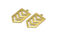 Brass Chevron Charm, 12 Raw Brass Arrow Charms With 1 Loop (27x15x0.80mm) A1598