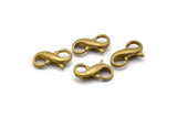 Brass Parrot Clasp, 6 Raw Brass Lobster Claw Clasps (13x6mm) A1348