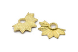 Brass Badge Charm, 2 Raw Brass Rosette Charms, Pendants, Earrings, Findings (33x21mm) N0786