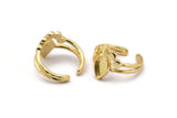 Gold Ring Setting, Gold Plated Brass Drop Rings With 1 Stone Setting - Pad Size 9x6mm V047 V077 Q0832