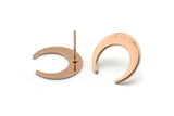 Rose Gold Moon Earring, 4 Rose Gold Plated Brass Crescent Moon Stud Earrings (18x4x1mm) D1295 A1312 H0138