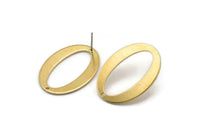 Brass Oval Earring, 6 Raw Brass Oval Stud Earrings (28x20x1mm) D983 A1248