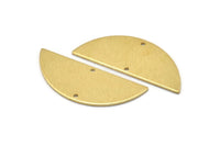 Brass Half Moon, 8 Raw Brass Textured Semi Circle Blanks With 2 Holes, Charms, Earrings, Pendants (39x15x1mm) D0800