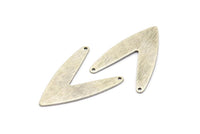 Silver Letter Charm, 6 Textured Antique Silver Plated Brass V Shape Connectors With 2 Holes, Findings (31x22.5x0.80mm) D995 H1120