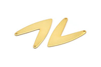 Gold Letter Charm, 2 Gold Plated Brass V Shape Connectors With 2 Holes, Findings (31x22.5x0.80mm) D996 Q0862