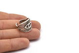 Silver Eye Ring, Antique Silver Plated Brass Eye Ring With 1 Stone Setting - Pad Size 3mm N1949 H1493