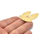 Gold Marquise Charm, 4 Gold Plated Brass Marquise Charms With 2 Holes, Findings (32x15x0.60mm) D1069 Q0889