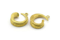 Brass Horn Charm, 4 Raw Brass Horn Charms With 1 Loop, Earrings, Findings (24x19x7mm) N1032