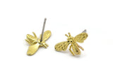 Brass Bee Earring, 12 Raw Brass Bee Stud Earrings (15x9mm) N1183
