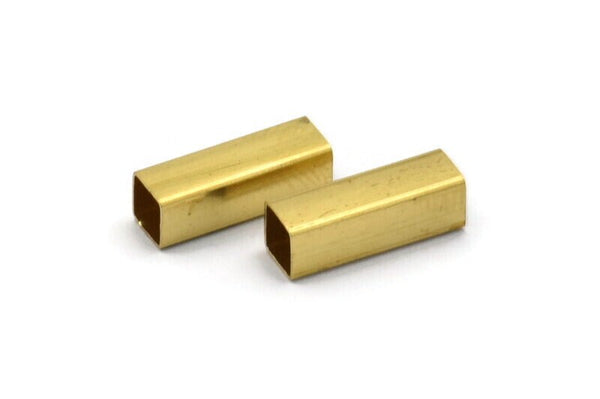 Brass Square Tubes - 50 Raw Brass Square Tube Beads (4x12mm) Bs 1587 A0685