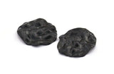 Black Wavy Disc, 6 Oxidized Black Brass Wavy Disc Charms With 1 Hole, Earrings, Pendants, Findings (29x26x0.60mm) D0801