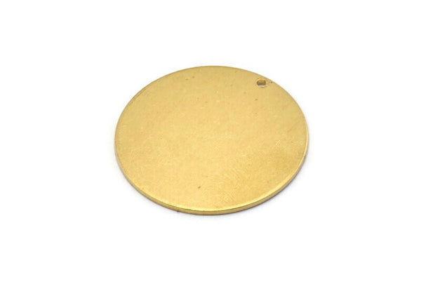 Brass Round Tag, 4 Raw Brass Round Stamping Blanks With 1 Hole, Charms, Pendants, Findings (30x1mm) D867