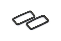 Black Rectangle Charm, 50 Oxidized Brass Black Rectangle Charms (7x15x1mm) D0326 S494