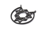 Black Pendant, 2 Textured Oxidized Black Pendants With 2 Loops, Charms, Findings (34x1mm) BS 2065 H1345