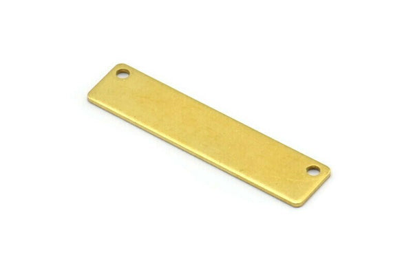 Shiny Brass Bar, 24 Raw Brass Rectangle Stamping Blanks with 2 Holes, Pendants (35x8x0.80mm) Y196