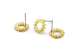 Brass Sun Earring, 12 Raw Brass Sun Stud Earrings (10x1.2mm) N1216