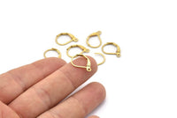 Brass Earring Clasp, 50 Raw Brass Earring Clasps With 1 Loop (13x10mm) BS 2300