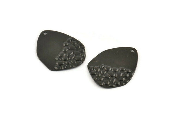 Black Drop Charm, 8 Oxidized Black Brass Drop Charms With 1 Hole (25x19x0.60mm) D1203