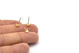 Gold Triangle Earring, 10 Gold Plated Brass Triangle Stud Earrings (5x1.5mm) D863 A1320