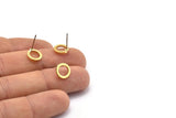 Brass Circle Earring, 10 Raw Brass Circle Stud Earrings (9x1.5mm) D0547 A2041