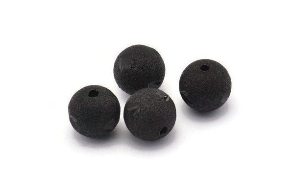 Black Ball Bead, 10 Oxidized Black Brass Spacer Beads, Findings (12mm) D1253 H1372