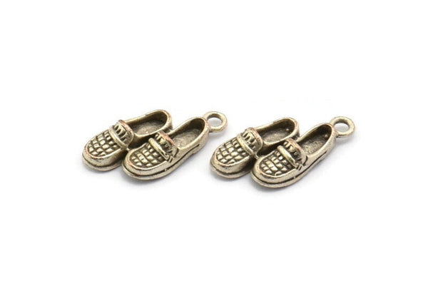 Silver Shoe Charm, 6 Antique Silver Plated Brass Shoe Charm Earrings With 1 Loop, Pendants, Findings (18x8mm) N0893