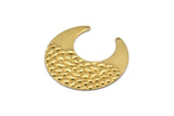 Brass Moon Charm, 10 Textured Raw Brass Horn Charms With 2 Holes, Findings, Connectors (30x13.5x0.60mm) D955