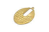 Brass Oval Charm, 12 Raw Brass Wavy Oval Charms With 1 Loop, Earrings, Findings, Pendants (21x30x0.60mm) D1106