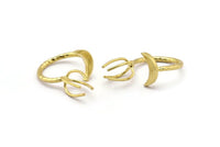 Brass Moon Ring, 4 Raw Brass 4 Claw Ring For Natural Stones N1026